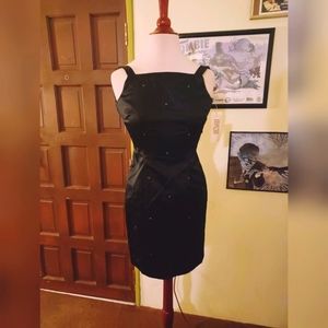 Real vintage 90s satin embroidered mini dress